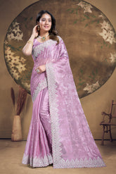 Swank Looking Saree in Dusty Lavender Colour